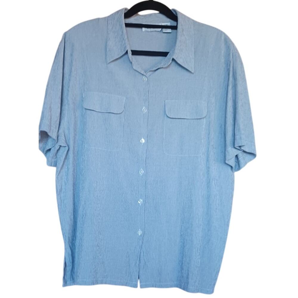 VTG Apparenza Camp Shirt Tunic Gray Button Up Pockets Women's 22W Summer Beachy